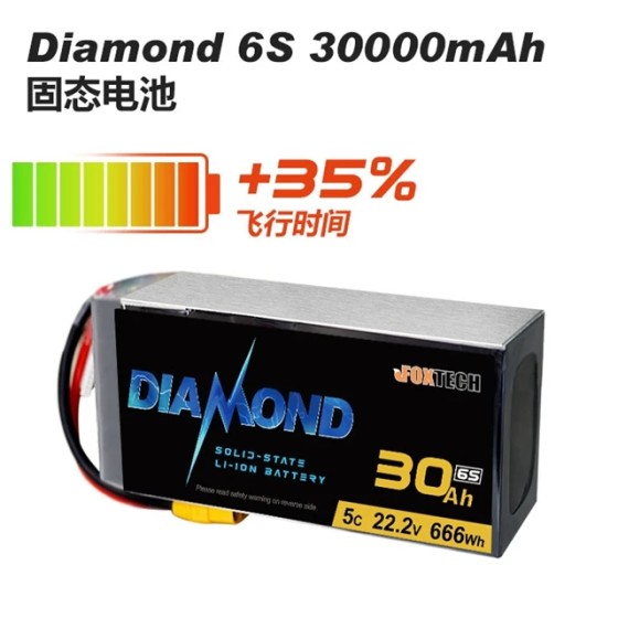 Foxtech Diamond 6S 30000mAh Semi-solid State High Energy Density Lipo Battery Semi Solid State Lipo Battery Pack VTOL  Drone UAV